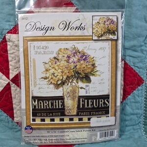 Design Works Marche de Fleurs Counted Cross Stitch Kit 3412 Lisa Audit 16x16 New
